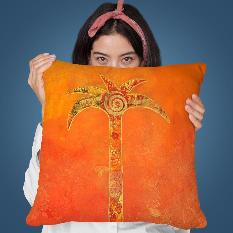 Golen Palm Tree Throw Pillow By Andrea Haase