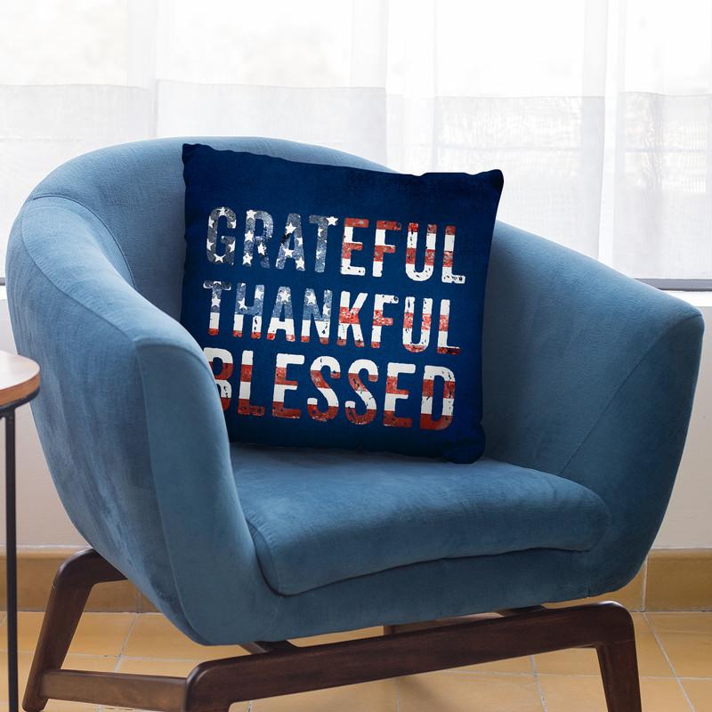 Greateful Thankful Blessed Throw Pillow By Andrea Haase
