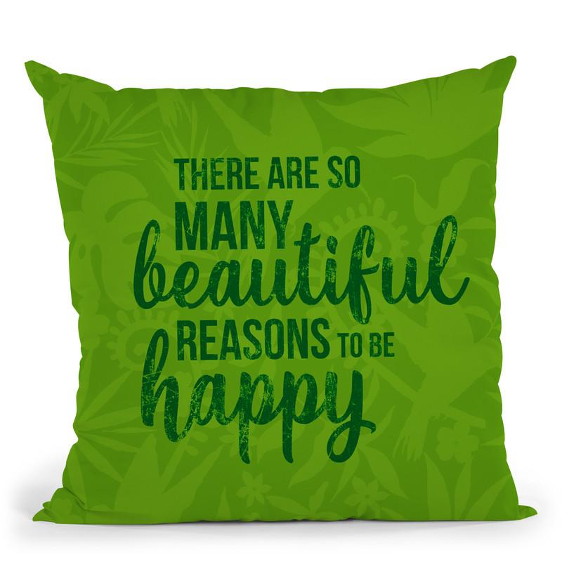 Green Happy Throw Pillow By Andrea Haase