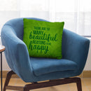Green Happy Throw Pillow By Andrea Haase
