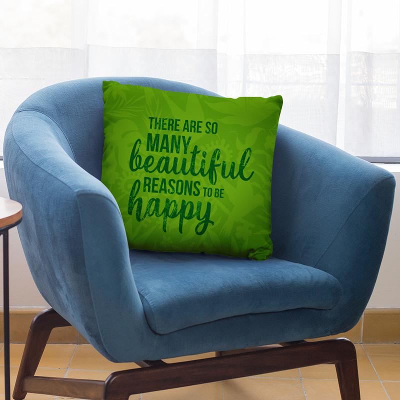 Green Happy Throw Pillow By Andrea Haase