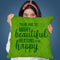 Green Happy Throw Pillow By Andrea Haase