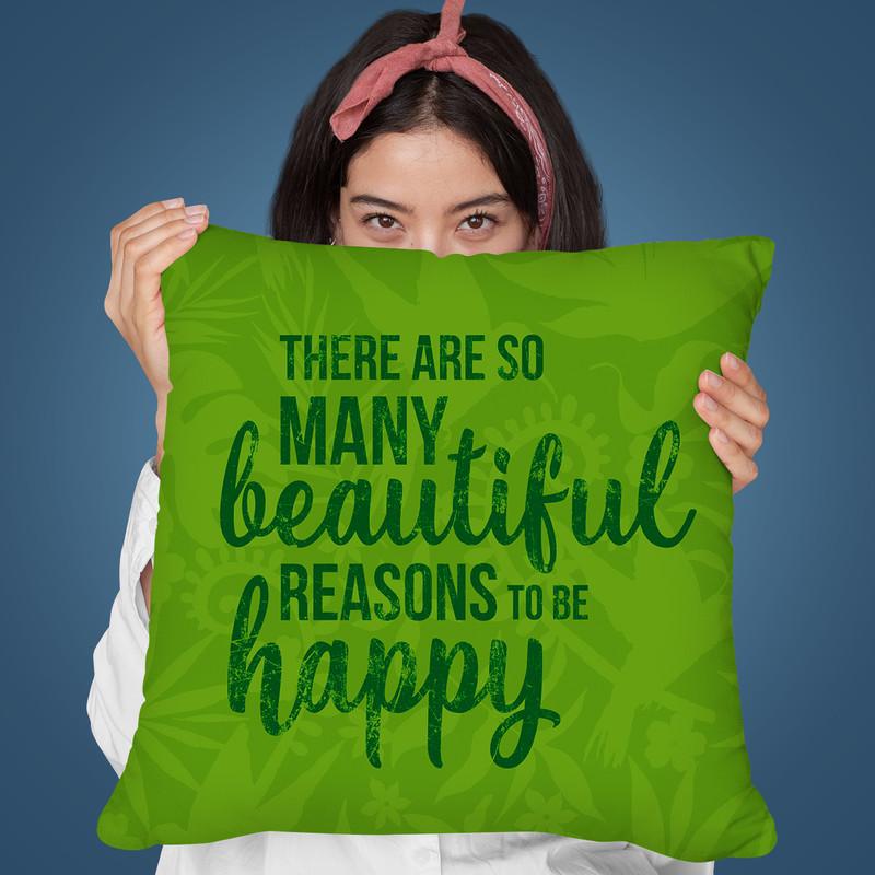 Green Happy Throw Pillow By Andrea Haase