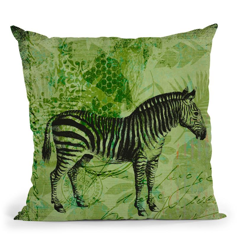 Green Zebra Throw Pillow By Andrea Haase