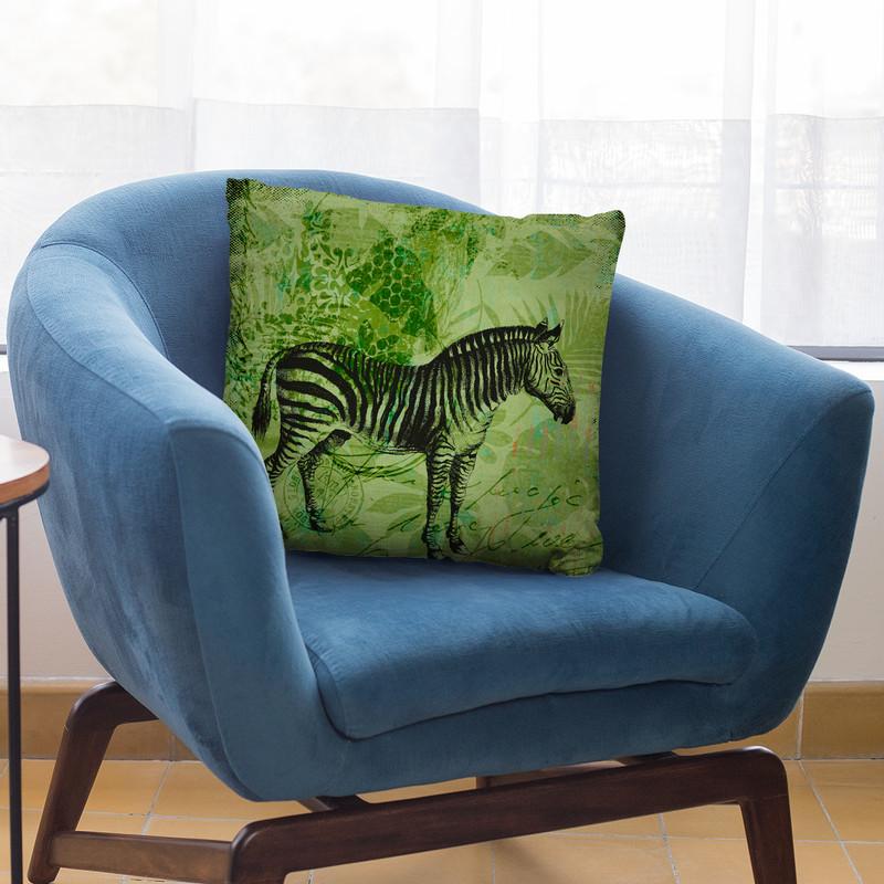 Green Zebra Throw Pillow By Andrea Haase
