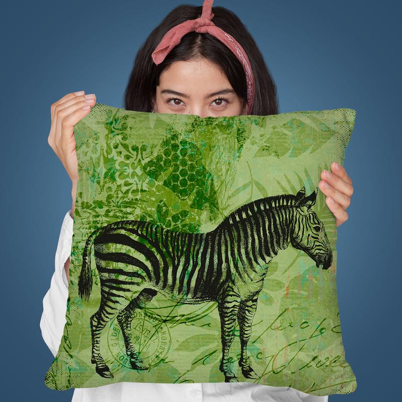 Green Zebra Throw Pillow By Andrea Haase