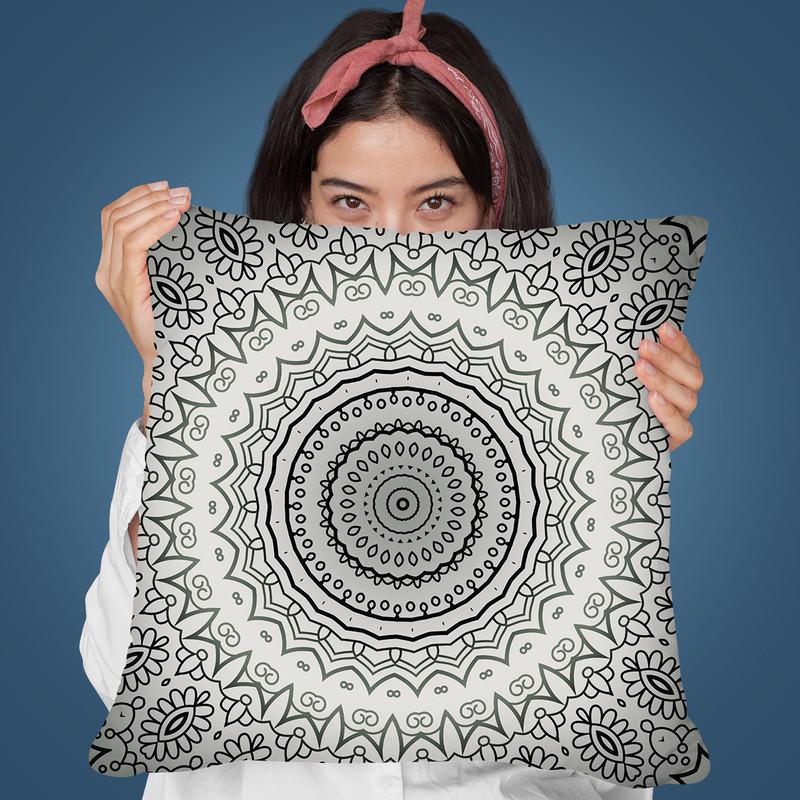 Grey Mandala Throw Pillow By Andrea Haase