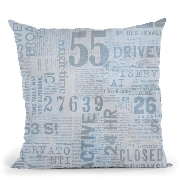 Grunge Newspaper Blue Throw Pillow By Andrea Haase