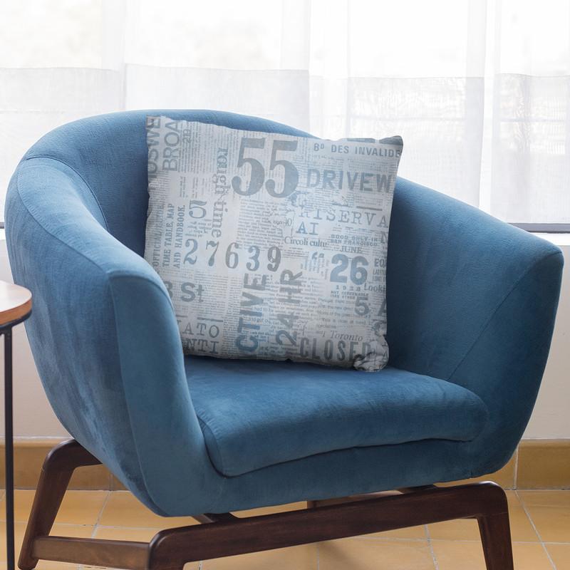 Grunge Newspaper Blue Throw Pillow By Andrea Haase