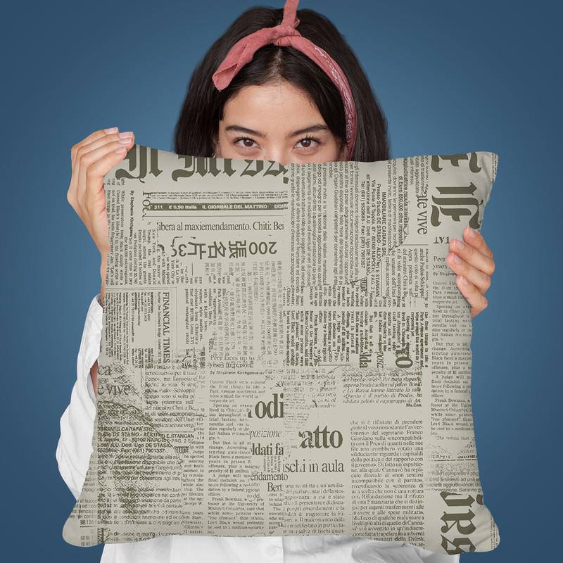 Grunge Newspaper I Throw Pillow By Andrea Haase