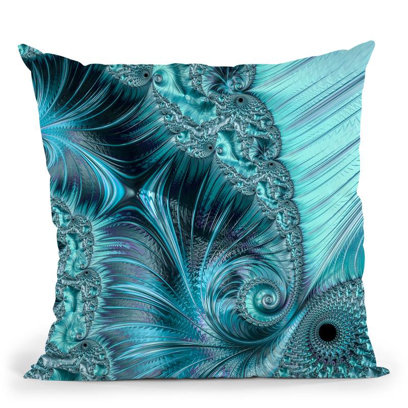 Ice Blue Fractal Wave Rug Throw Pillow By Andrea Haase