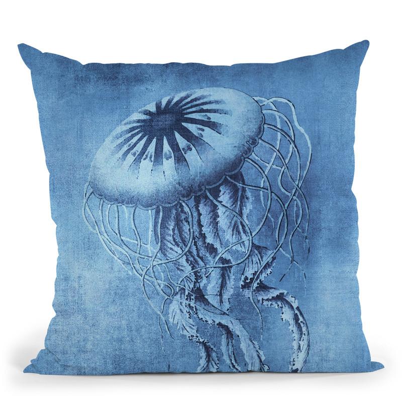 Jellyfish Blue Throw Pillow By Andrea Haase