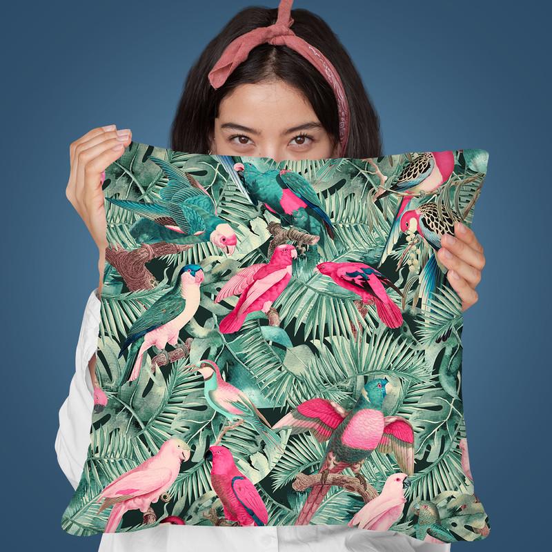 Jungle Parrots V Throw Pillow By Andrea Haase