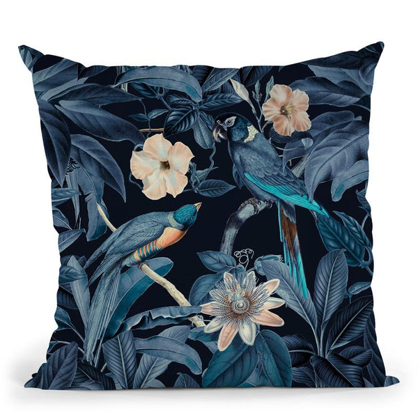 Junglebirds At Night Throw Pillow By Andrea Haase