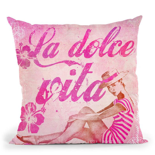 La Dolce Vita Vintage Pink Throw Pillow By Andrea Haase