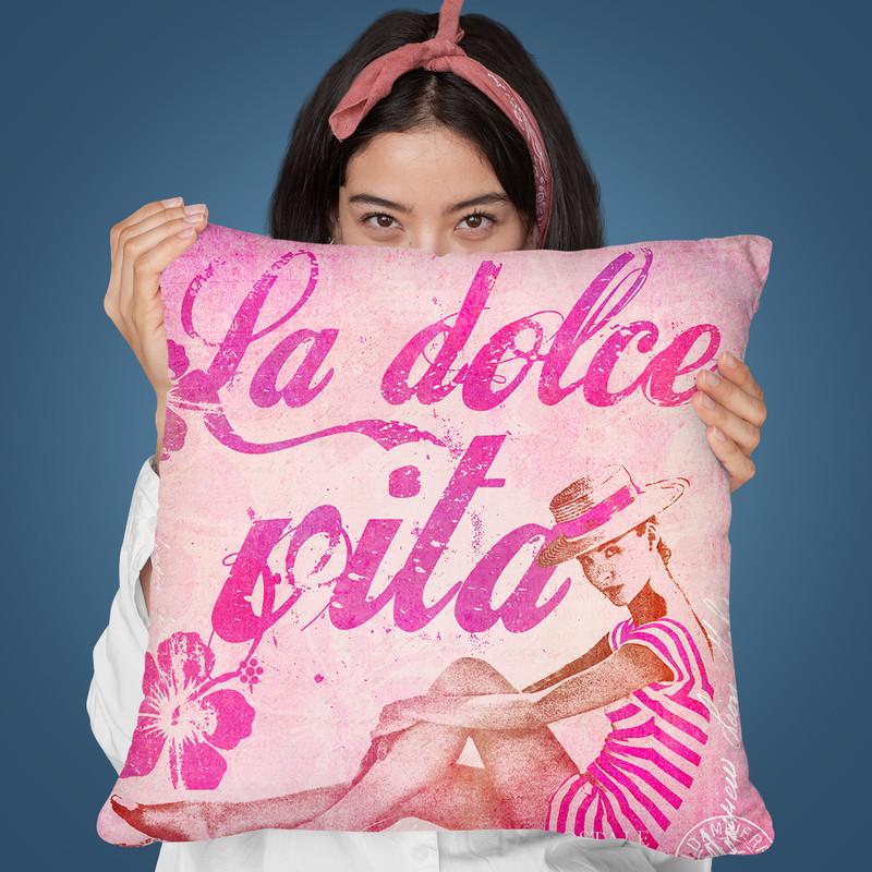 La Dolce Vita Vintage Pink Throw Pillow By Andrea Haase