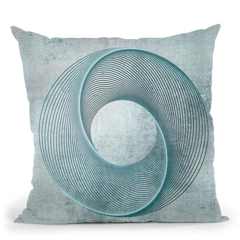 Line Round Teal Throw Pillow By Andrea Haase