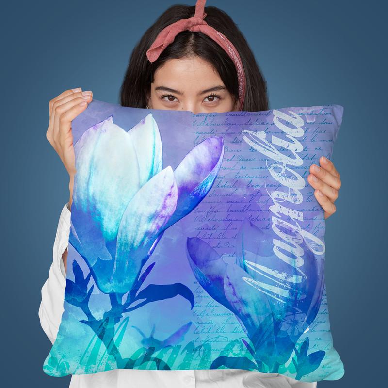 Magnolia Blue I Throw Pillow By Andrea Haase