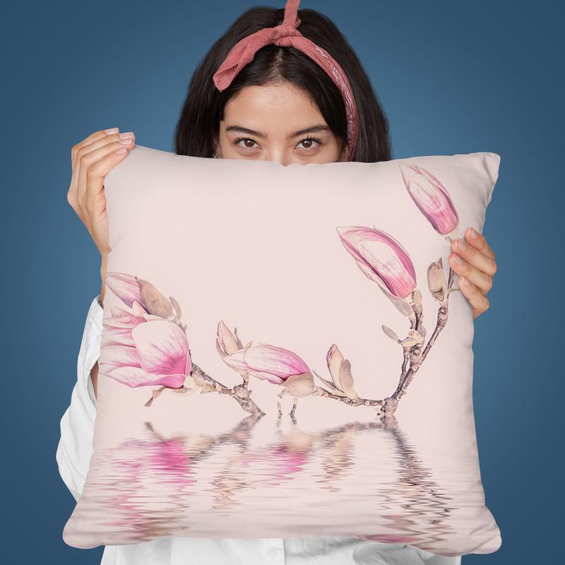 Magnolia Soft Pink Throw Pillow By Andrea Haase
