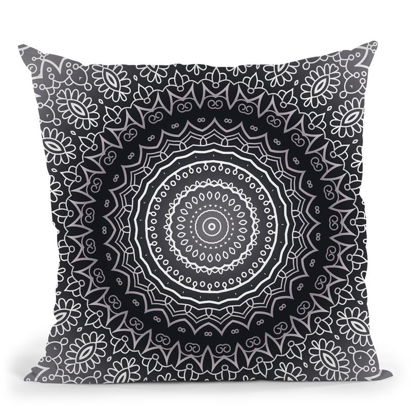 Mandala Grey White Throw Pillow By Andrea Haase