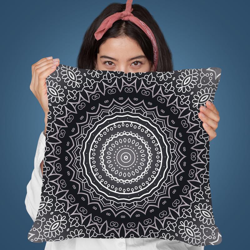 Mandala Grey White Throw Pillow By Andrea Haase