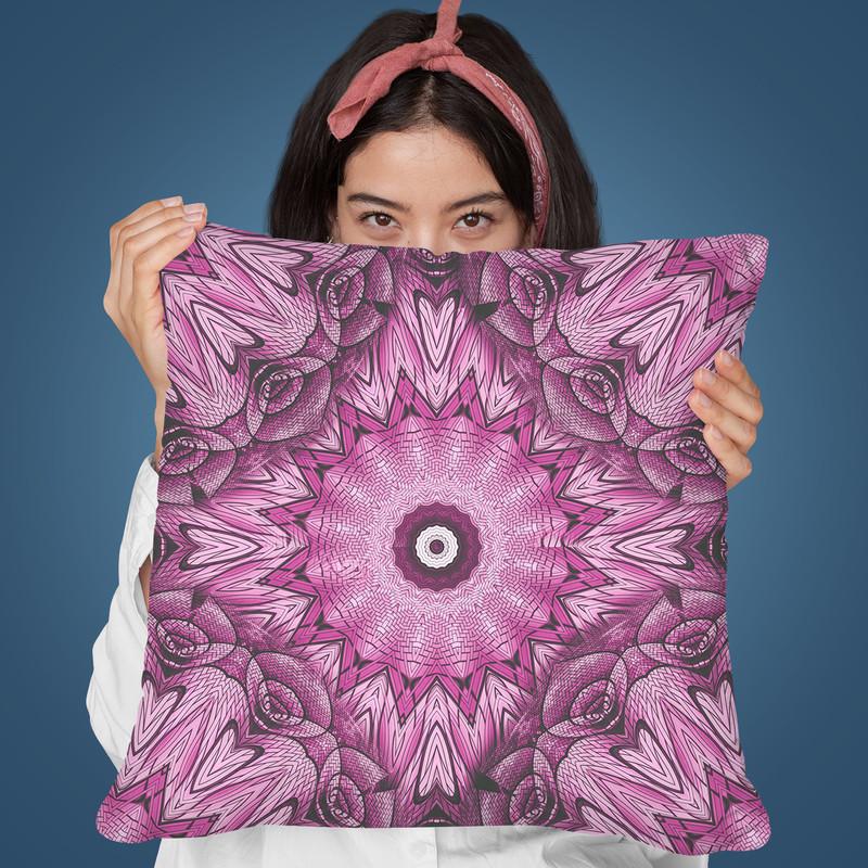 Mandala Seamless Pink Throw Pillow By Andrea Haase