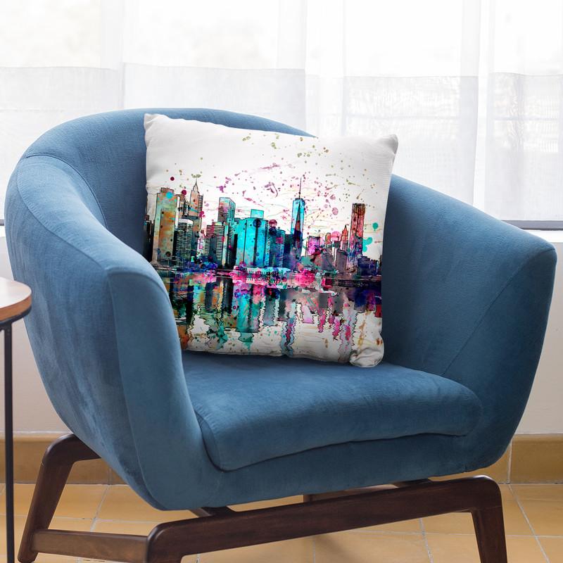 Manhattan Skyline Throw Pillow By Andrea Haase