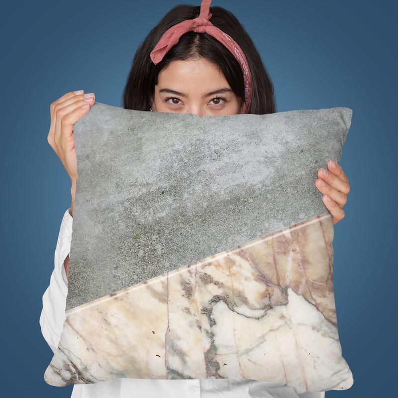 Marble And Concrete Peach Throw Pillow By Andrea Haase