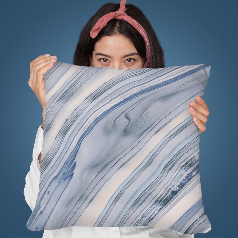 Marble Light Blue Throw Pillow By Andrea Haase