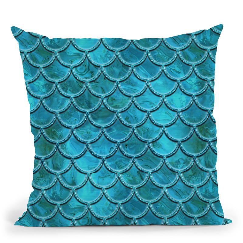 Mermaid Blue I Throw Pillow By Andrea Haase