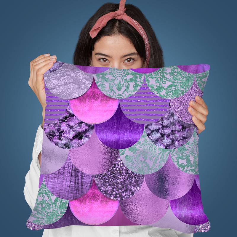 Mermaid Scale Pink Throw Pillow By Andrea Haase