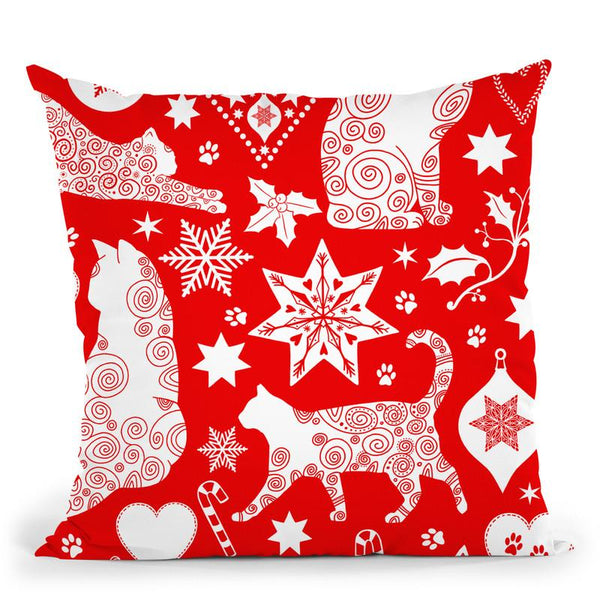 Merry Catmas Red I Throw Pillow By Andrea Haase