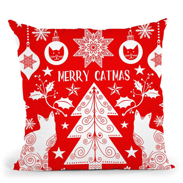 Merry Catmas Red Ii Throw Pillow By Andrea Haase
