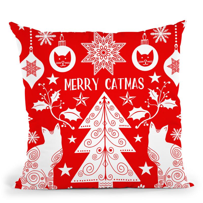 Merry Catmas Red Ii Throw Pillow By Andrea Haase