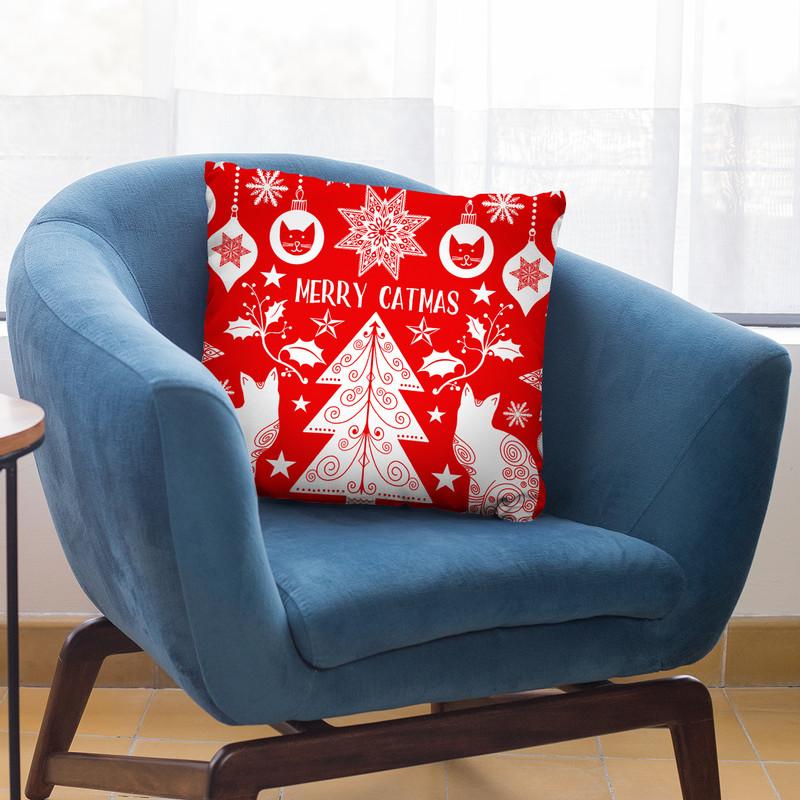Merry Catmas Red Ii Throw Pillow By Andrea Haase