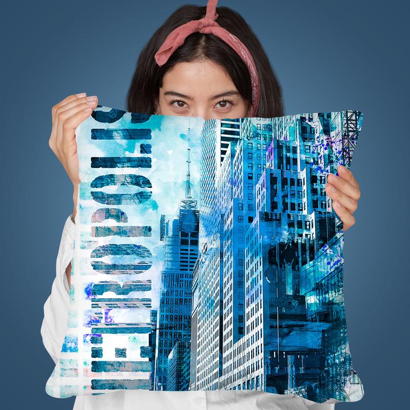 Metro Blue Throw Pillow By Andrea Haase