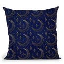 Moon Pattern Blue Gold Throw Pillow By Andrea Haase