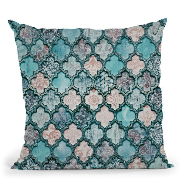 Morocco Tile Teal I Throw Pillow By Andrea Haase