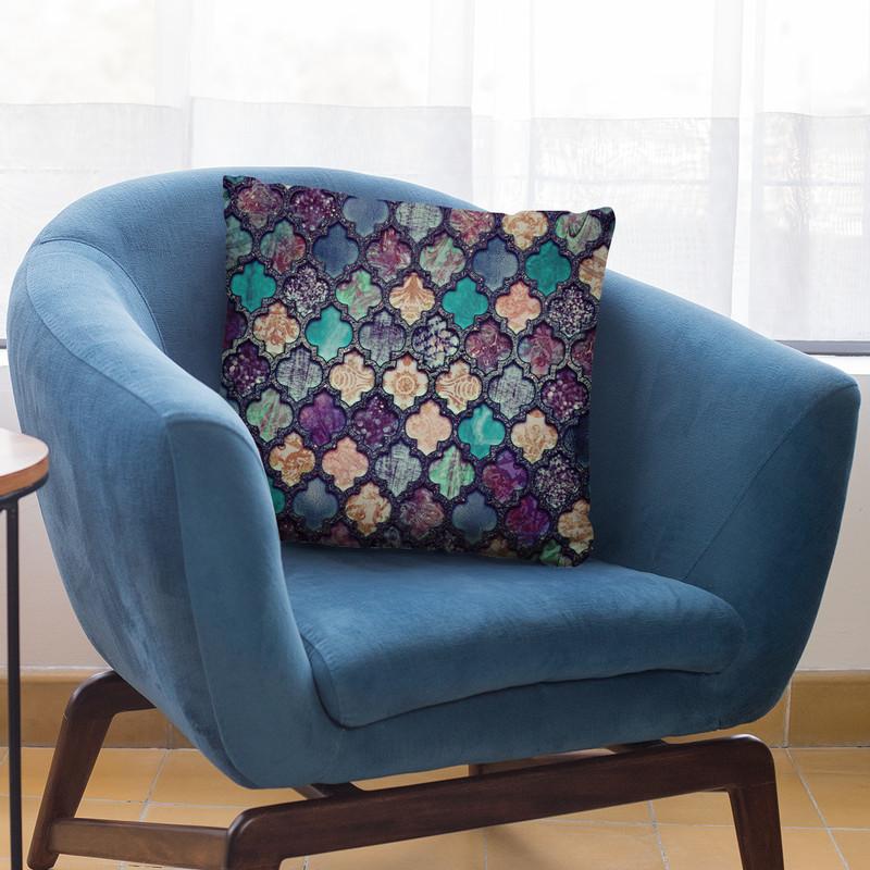 Morocco Tile Teal Throw Pillow By Andrea Haase