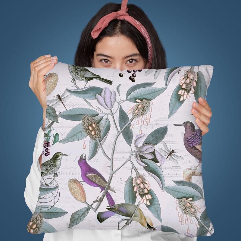 Nostalgic Bird Pattern I Throw Pillow By Andrea Haase