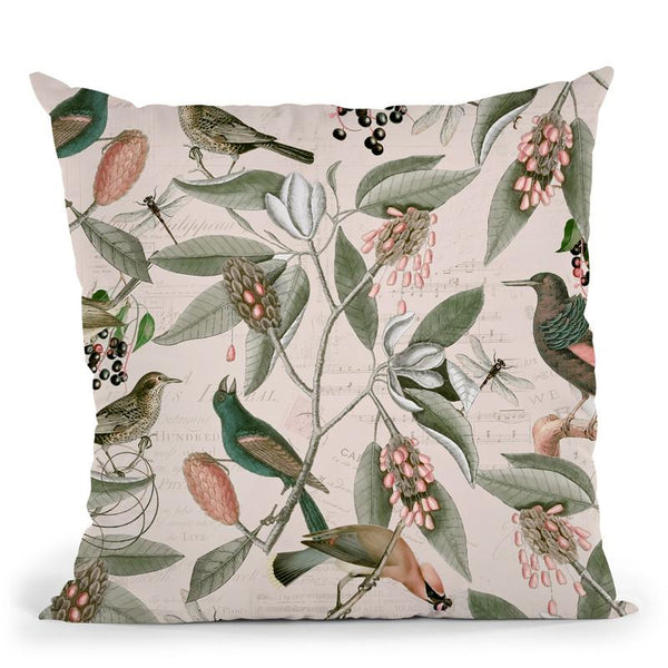 Nostalgic Bird Pattern Ii Throw Pillow By Andrea Haase