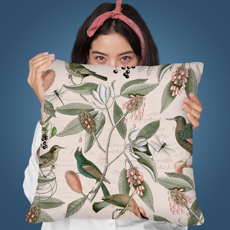 Nostalgic Bird Pattern Ii Throw Pillow By Andrea Haase