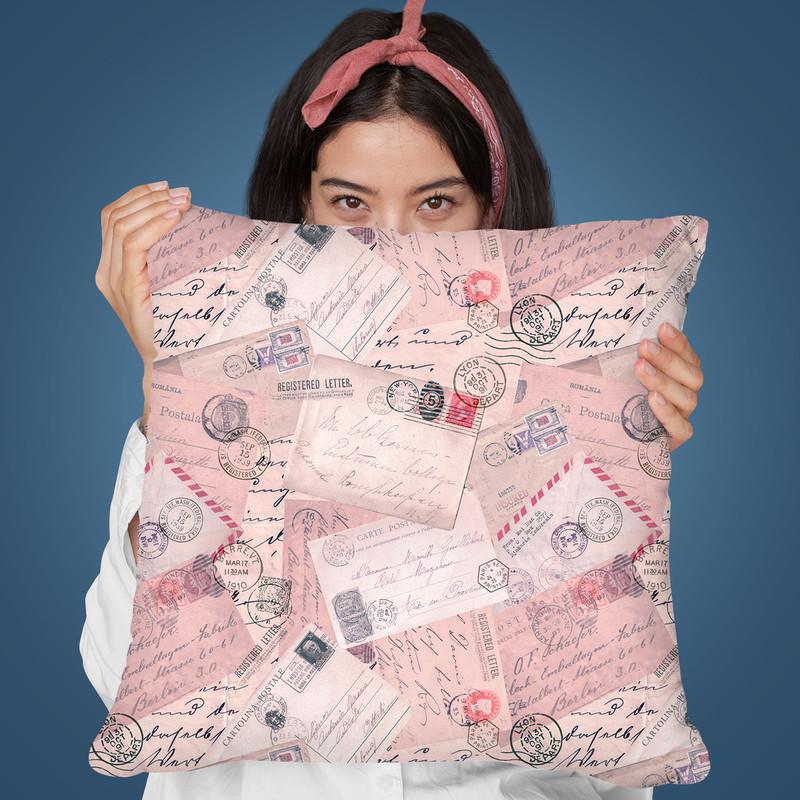 Old Letters Pink Throw Pillow By Andrea Haase
