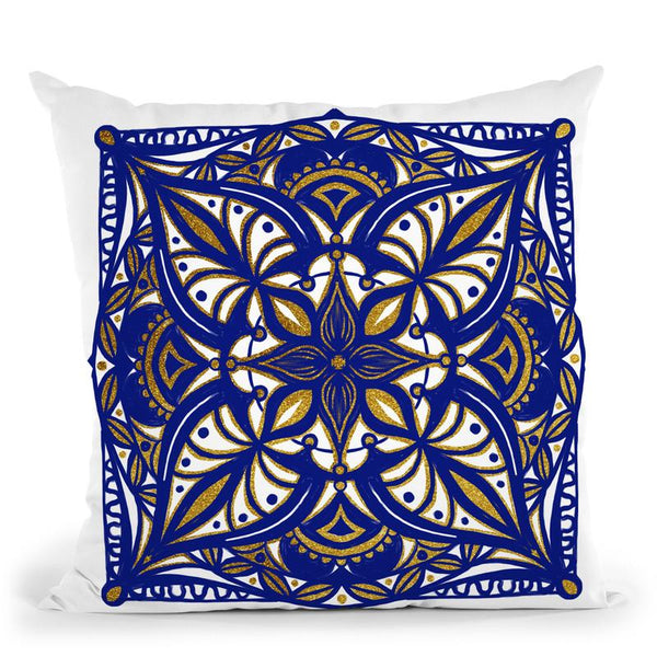 Oriental Tiles Blue Gold Iii Throw Pillow By Andrea Haase