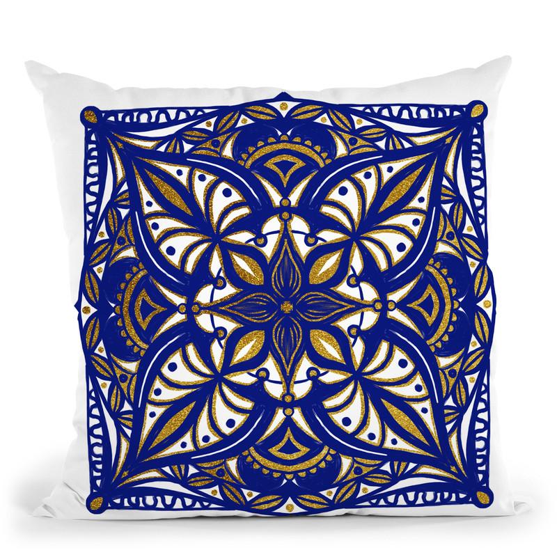 Oriental Tiles Blue Gold Iii Throw Pillow By Andrea Haase