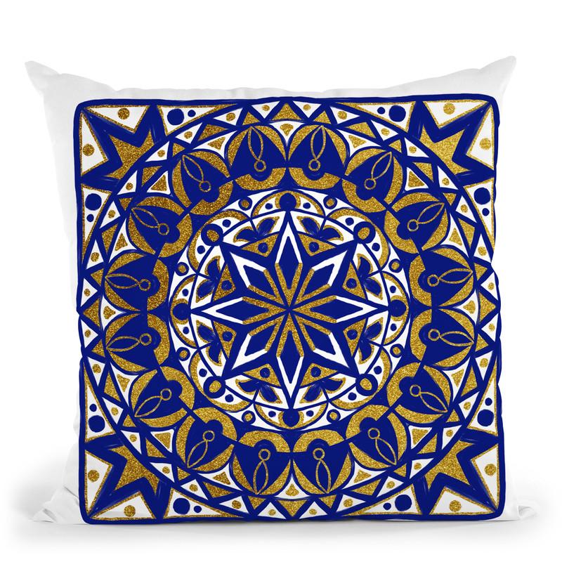 Oriental Tiles Blue Gold Iv Throw Pillow By Andrea Haase