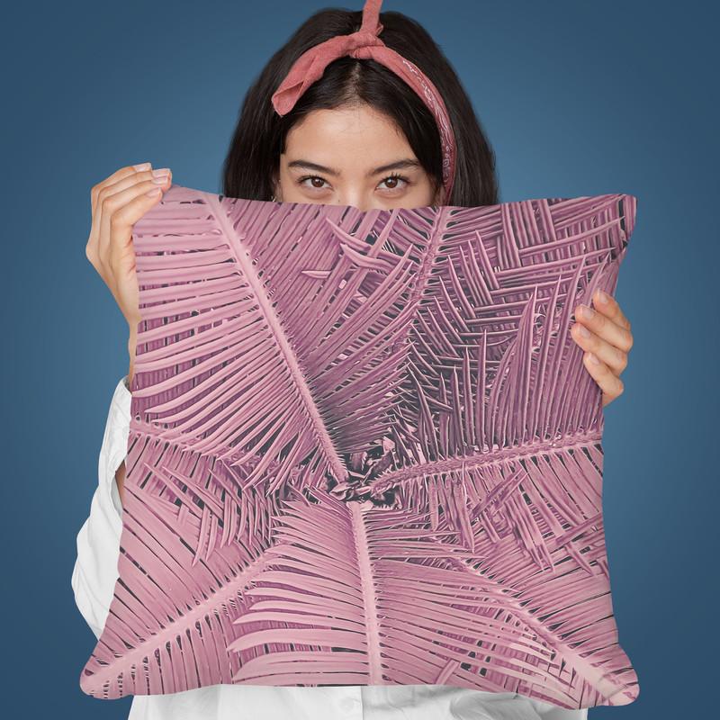 Palm Pink I Throw Pillow By Andrea Haase