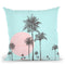 Palm Tree Pink Aqua Throw Pillow By Andrea Haase