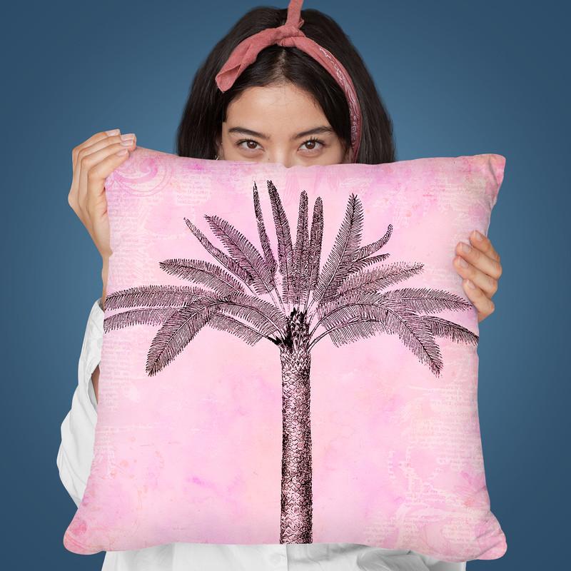 Palm Tree Pink I Throw Pillow By Andrea Haase