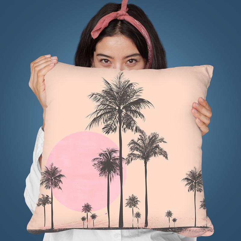 Palm Tree Pink Throw Pillow By Andrea Haase